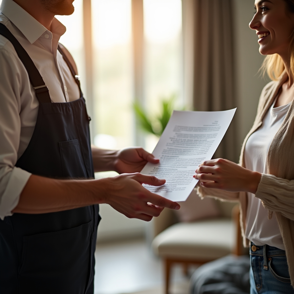 Передача гарантийного документа клиенту после ремонта техники